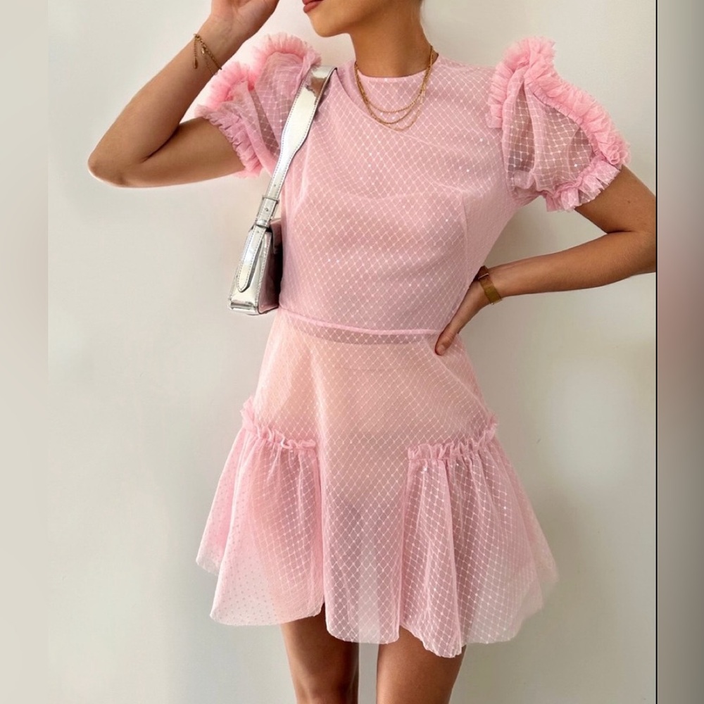 NWT The Vampire's Wife The Fairy Goddess Pink Embellished Tulle Mini Dress